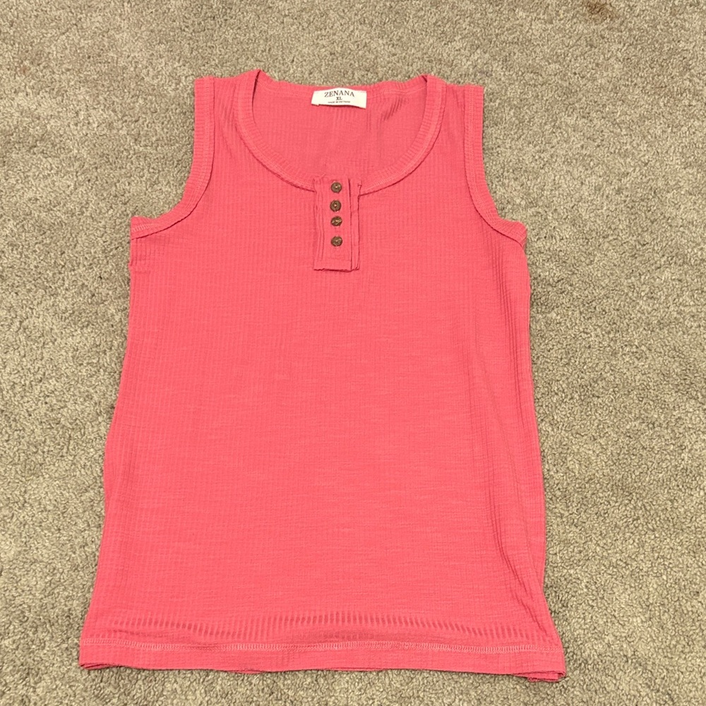 Zenana Outfitters Coral Ribbed Henley Top